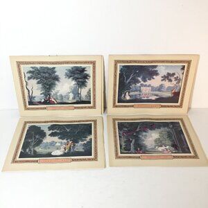 4 Antique Framed Print Christmas Cards A. Vivian Mansell & Co. England 1920's ?